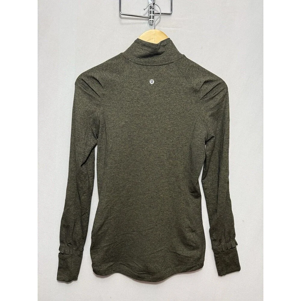 Lululemon Extra Mile 1/2 Zip Pullover Womens 6 Heathered Utilitarian Green
